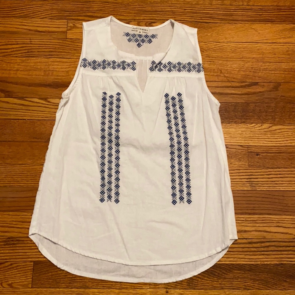 Boho white linen top